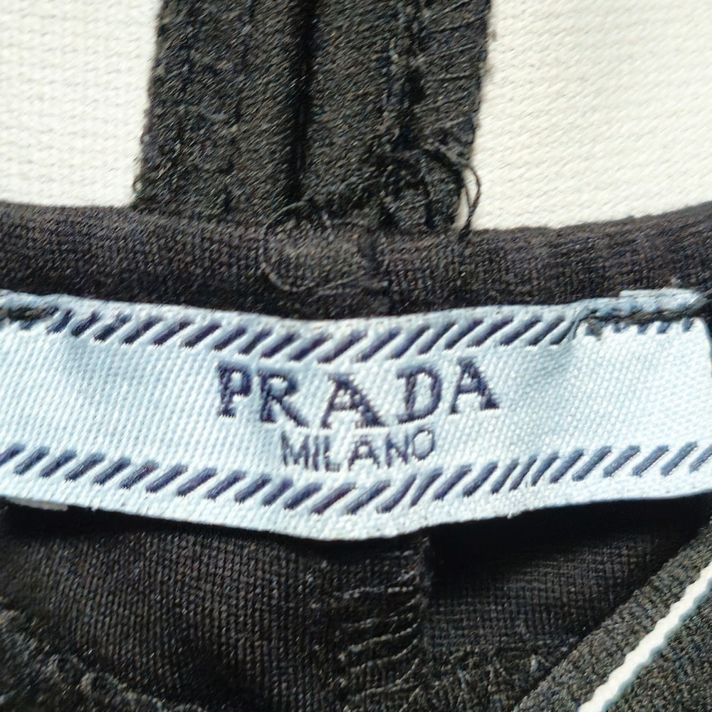 PRADA Milano Logo Tape Leggings Womens Medium Black Italy Designer Skinny Pants - Picture 3 of 12